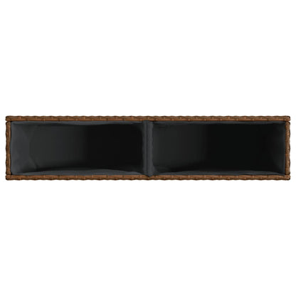 Fioriera con 2 Vasi Marrone 90x20x40 cm in Polyrattan | homemem39