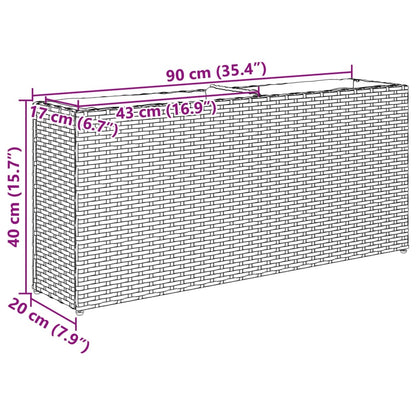 Fioriera con 2 Vasi Marrone 90x20x40 cm in Polyrattan | homemem39