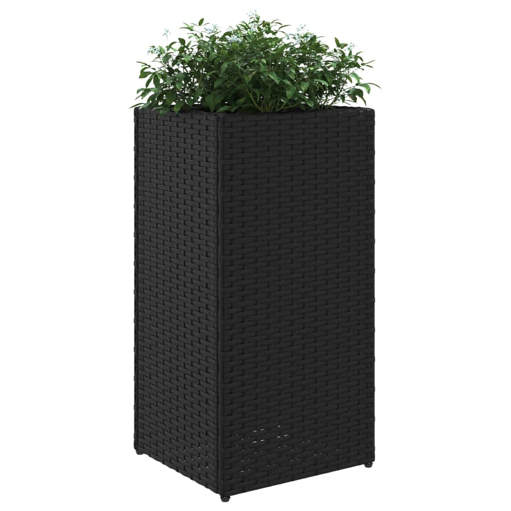 Fioriera da Giardino Nero 30x30x60 cm in Polyrattan