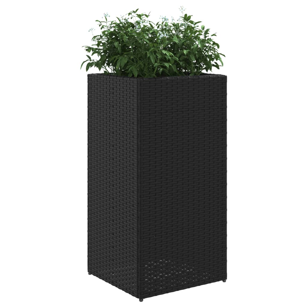 Fioriera da Giardino Nera 40x40x80 cm in Polyrattan
