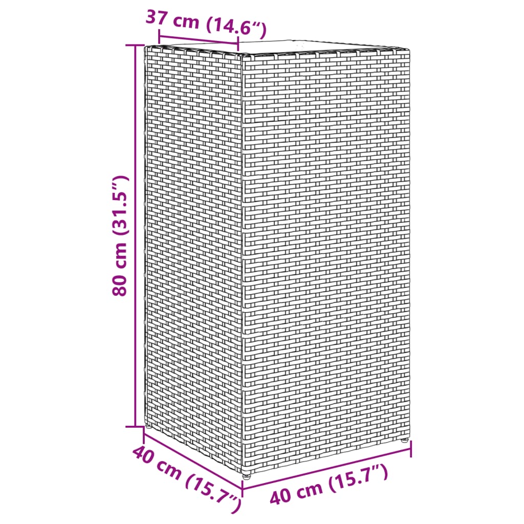 Fioriera da Giardino Nera 40x40x80 cm in Polyrattan | homemem39