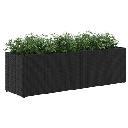 Fioriera da Giardino con 3 Vasi Nera 105x30x32 cm in Polyrattan
