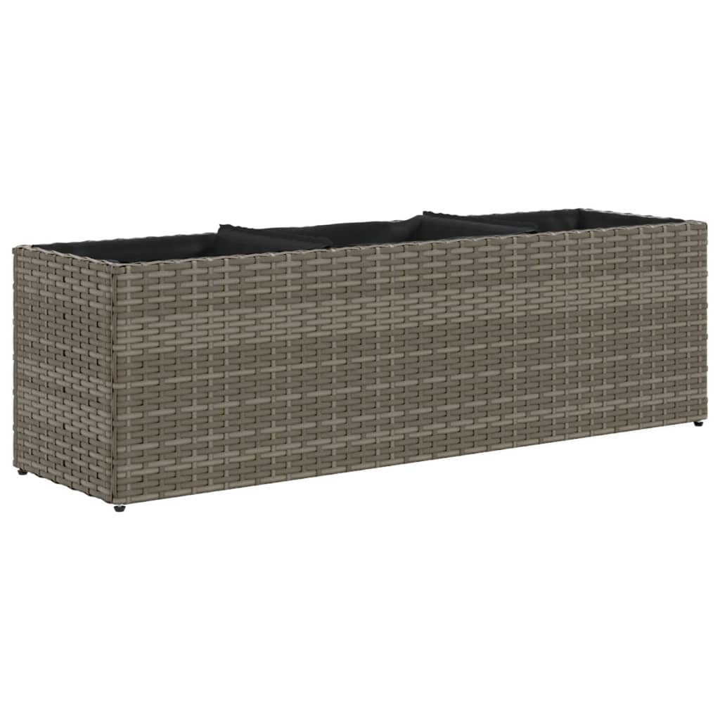 Fioriera da Giardino con 3 Vasi Grigia 105x30x32 cm Polyrattan