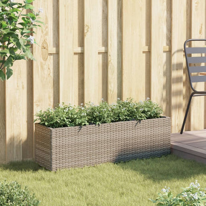 Fioriera da Giardino con 3 Vasi Grigia 105x30x32 cm Polyrattan