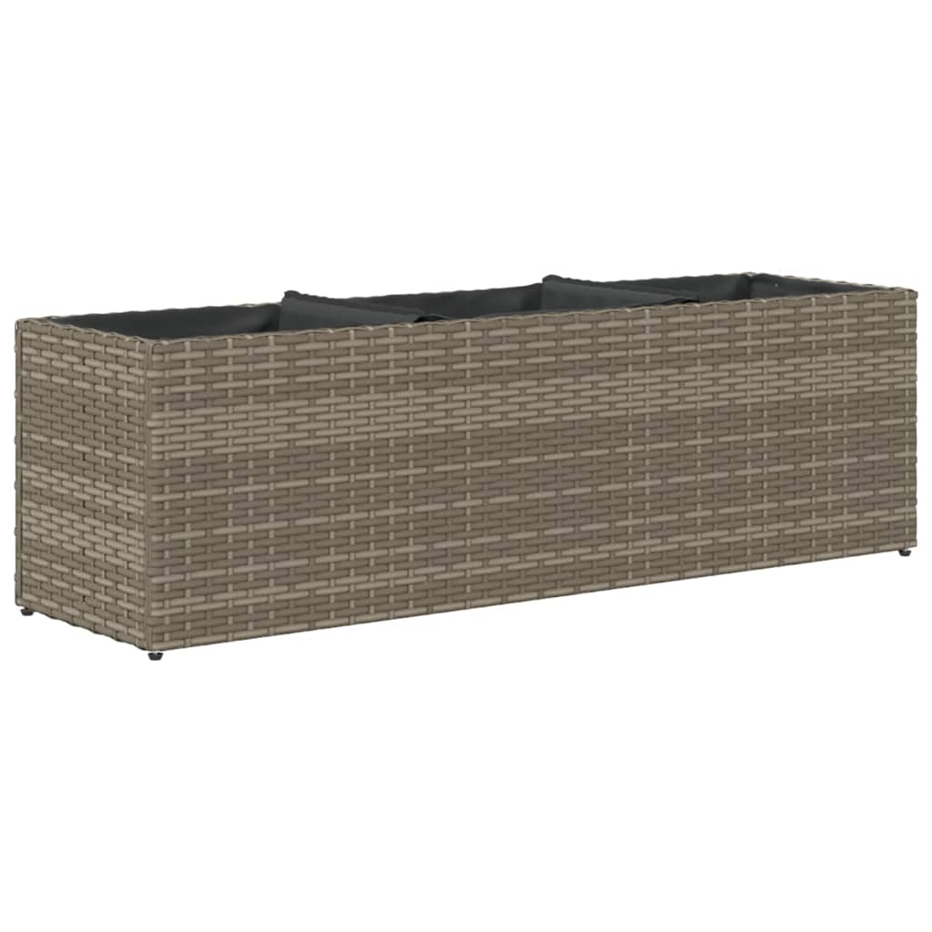 Fioriera da Giardino con 3 Vasi Grigia 105x30x32 cm Polyrattan