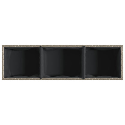 Fioriera da Giardino con 3 Vasi Grigia 105x30x32 cm Polyrattan