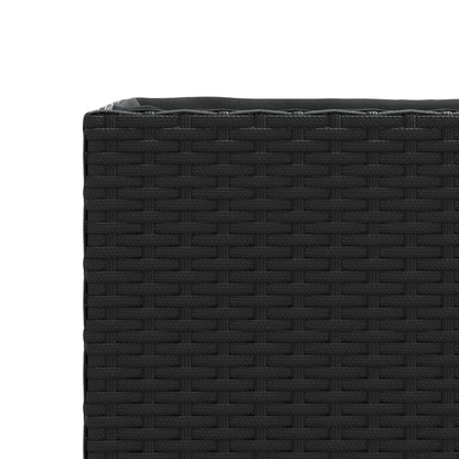 Fioriera con Ruote e 3 Vasi Nera 107x32x38 cm in Polyrattan