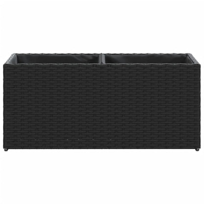 Fioriera da Giardino con 2 Vasi Nera 72x30x32 cm in Polyrattan | homemem39