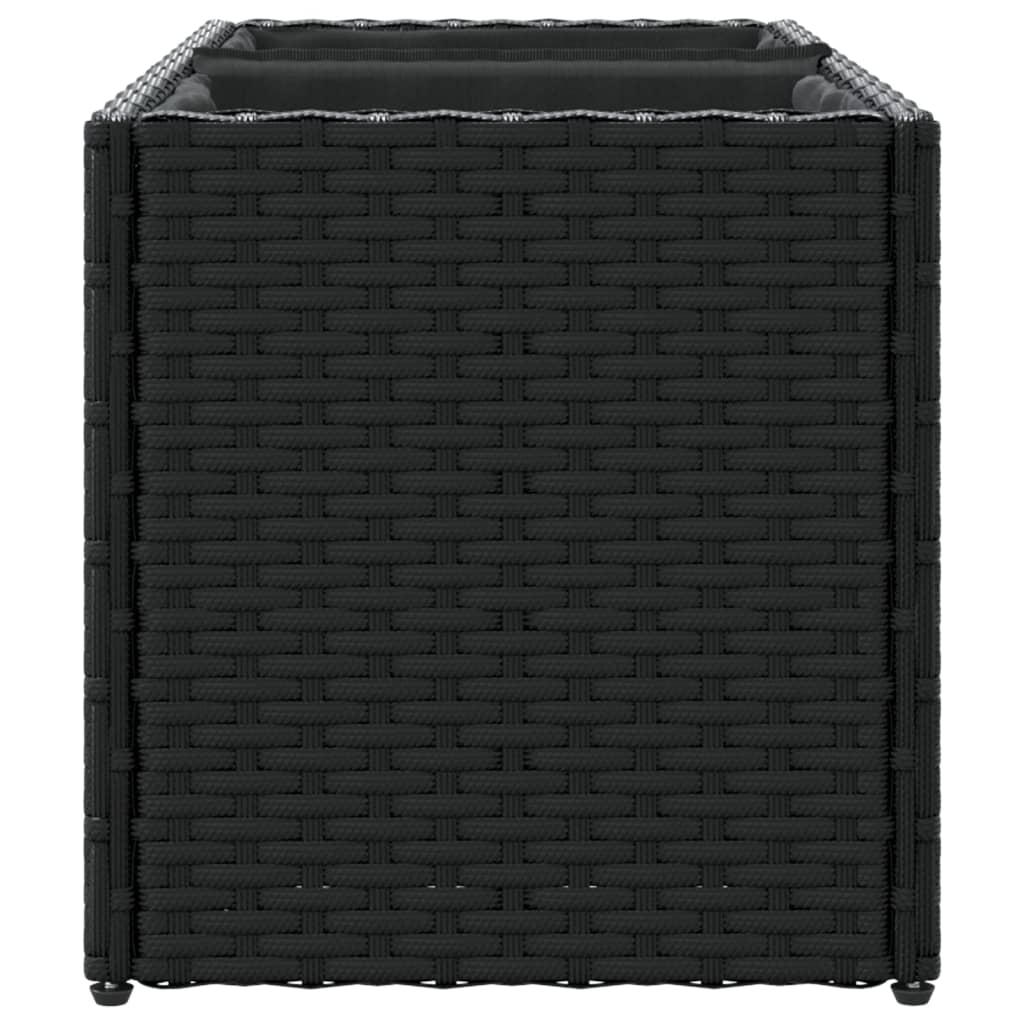 Fioriera da Giardino con 2 Vasi Nera 72x30x32 cm in Polyrattan | homemem39