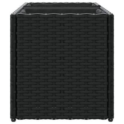 Fioriera da Giardino con 2 Vasi Nera 72x30x32 cm in Polyrattan