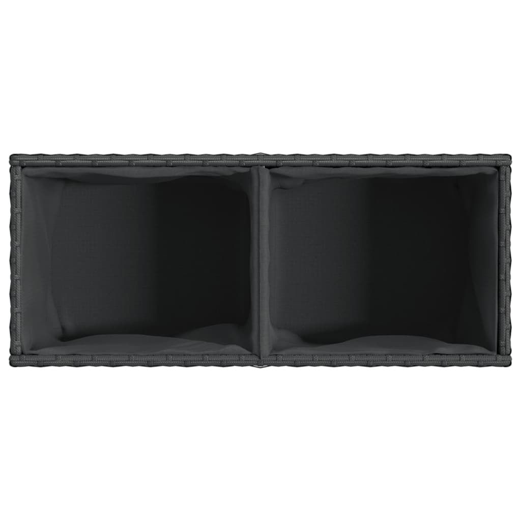 Fioriera da Giardino con 2 Vasi Nera 72x30x32 cm in Polyrattan | homemem39