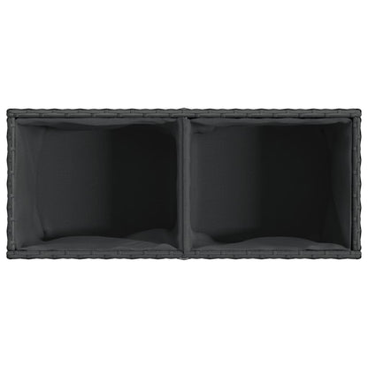 Fioriera da Giardino con 2 Vasi Nera 72x30x32 cm in Polyrattan | homemem39