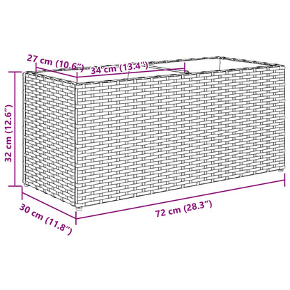 Fioriera da Giardino con 2 Vasi Nera 72x30x32 cm in Polyrattan