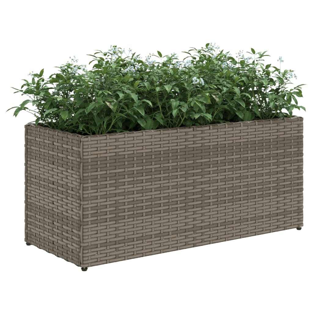 Fioriera da Giardino con 2 Vasi Grigia 72x30x32 cm Polyrattan