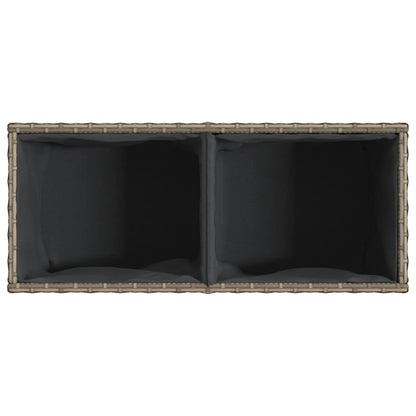 Fioriera da Giardino con 2 Vasi Grigia 72x30x32 cm Polyrattan