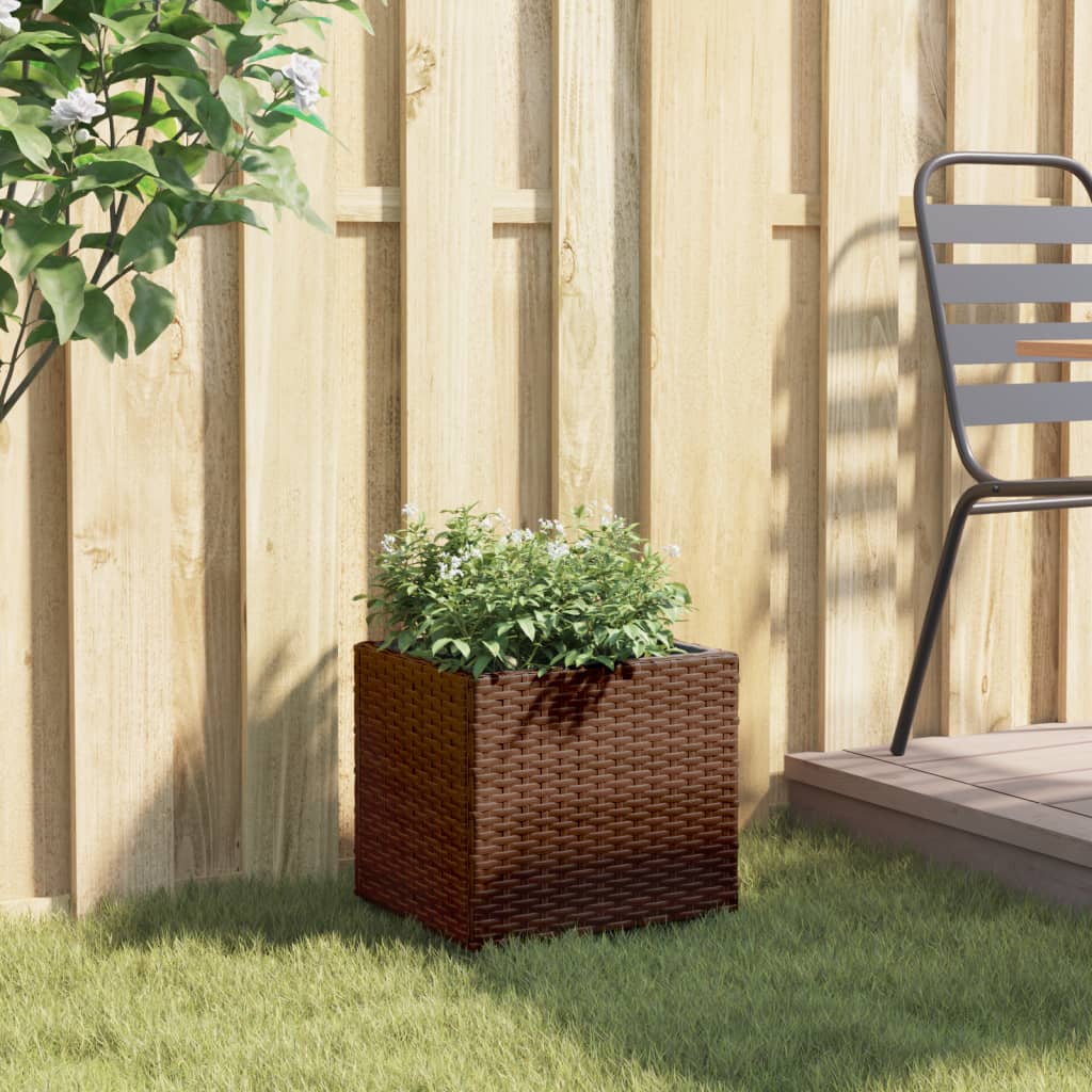 Fioriera da Giardino Marrone 36x30x32 cm in Polyrattan