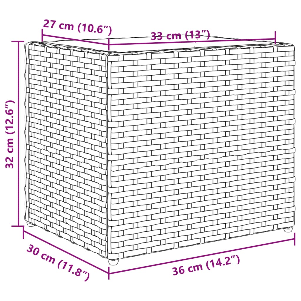 Fioriera da Giardino Marrone 36x30x32 cm in Polyrattan | homemem39