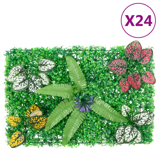 vidaXL Artificial Plant Fence 24 pcs Green 40x60 cm