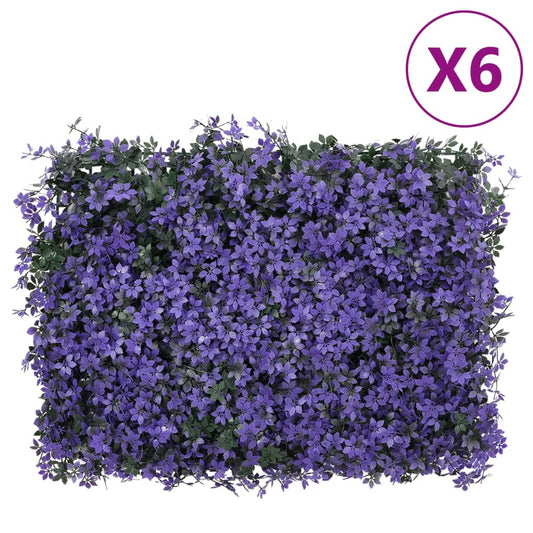 vidaXL Artificial Leaves Fence 6 pcs Purple 40x60 cm