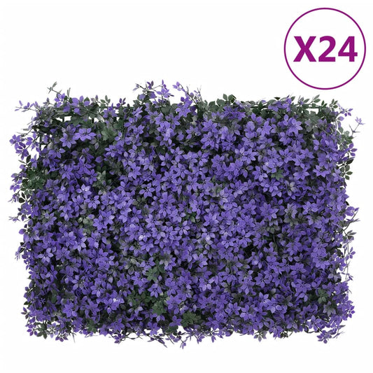  vidaXL Recinzione Foglie Artificiali 24 pz Viola 40x60 cm