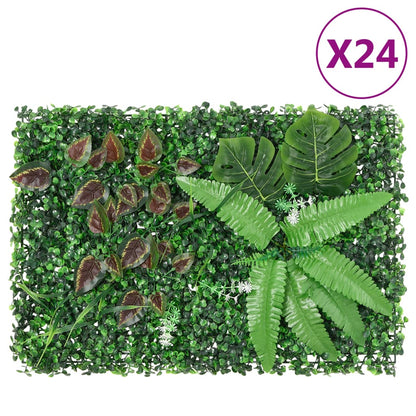 vidaXL Artificial Plant Fence 24 pcs Green 40x60 cm