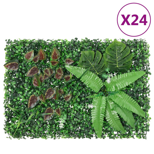 vidaXL Artificial Plant Fence 24 pcs Green 40x60 cm