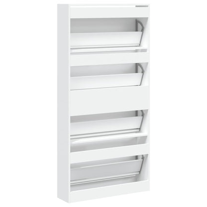 Scarpiera con 4 Cassetti Ribaltabili Bianca 80x21x163,5 cm | homemem39