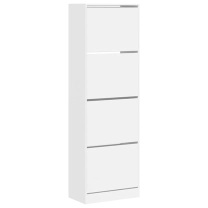 Scarpiera con 4 Cassetti Ribaltabili Bianca 60x34x187,5 cm