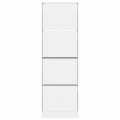 Scarpiera con 4 Cassetti Ribaltabili Bianca 60x34x187,5 cm