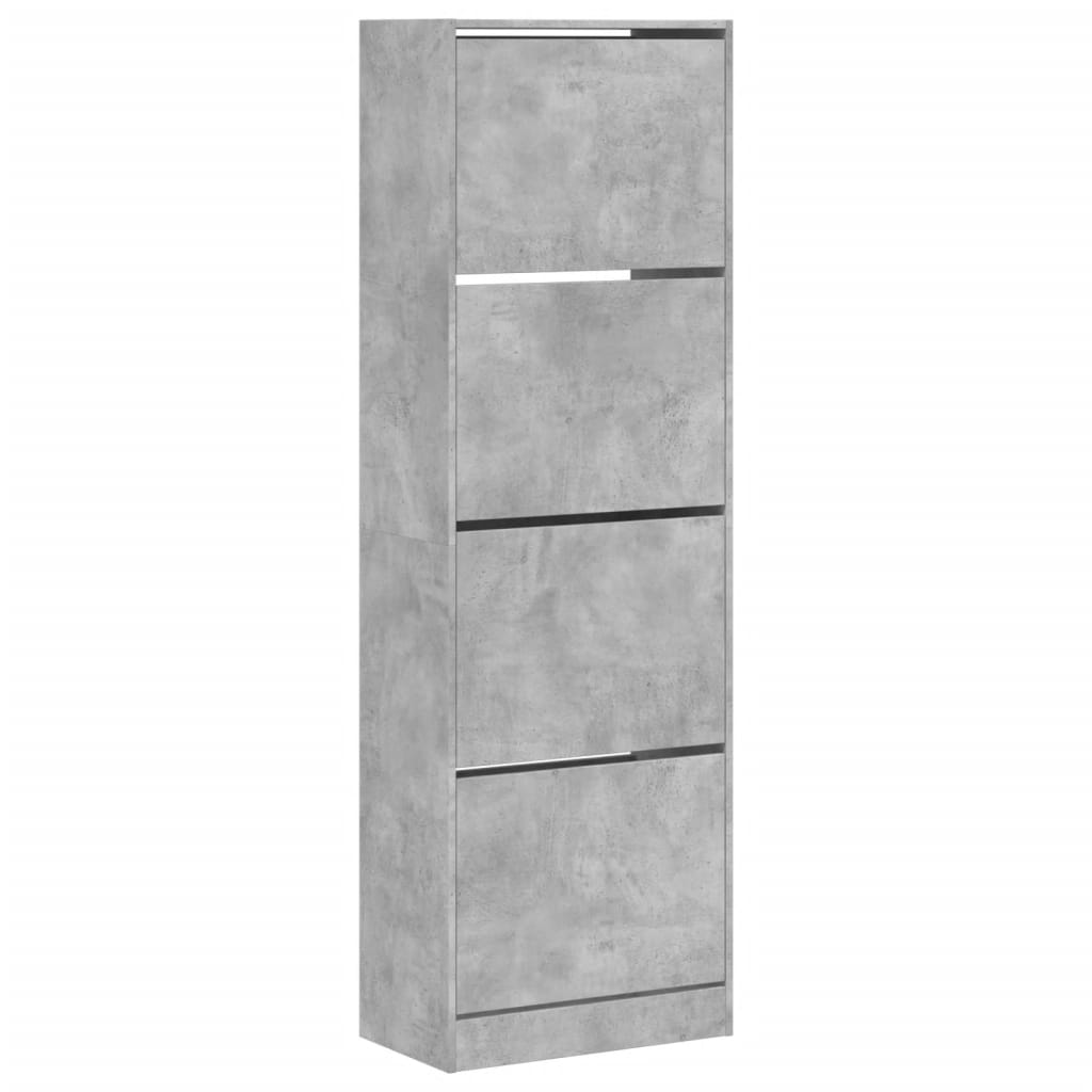 Scarpiera 4 Cassetti Ribaltabili Grigio Cemento 60x34x187,5 cm - homemem39