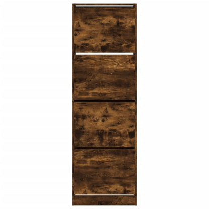 Scarpiera con 4 Cassetti Ribaltabili Rovere Fumo 60x34x187,5 cm - homemem39