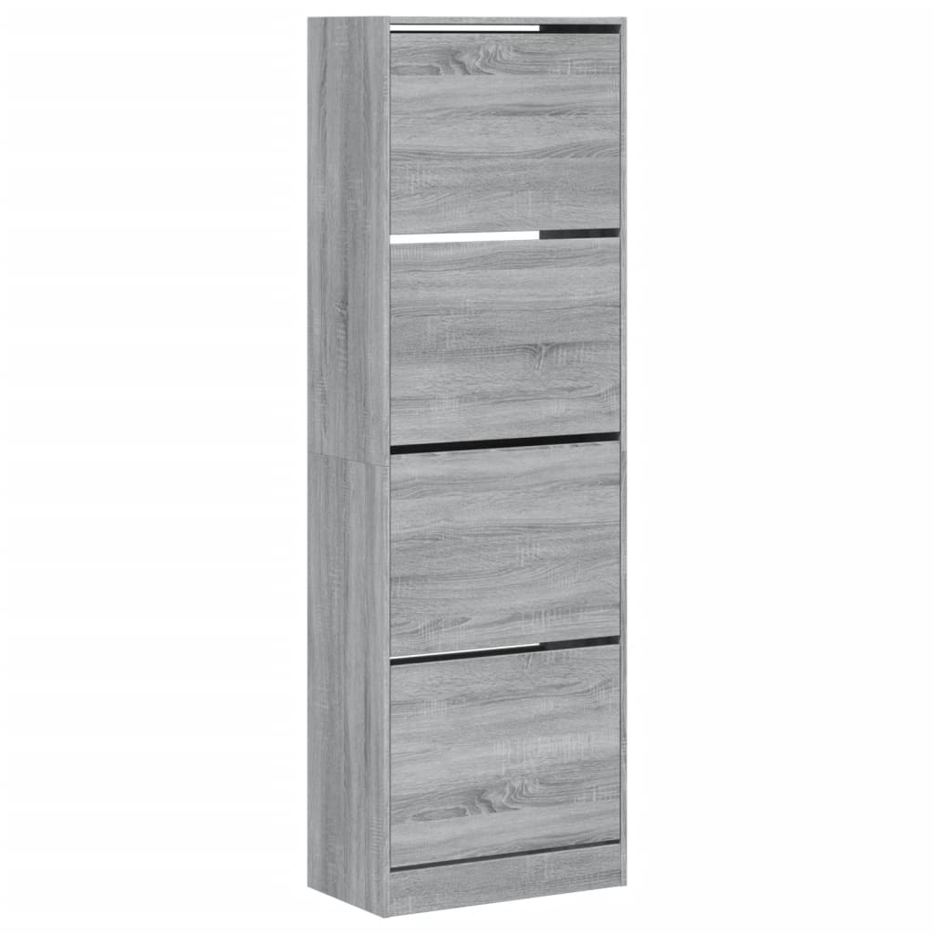Scarpiera 4 Cassetti Ribaltabili Grigio Sonoma 60x34x187,5 cm - homemem39