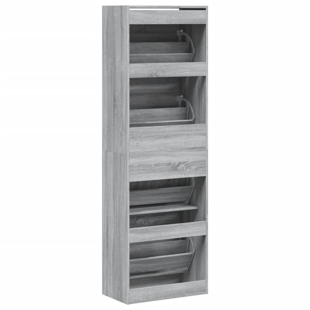 Scarpiera 4 Cassetti Ribaltabili Grigio Sonoma 60x34x187,5 cm - homemem39
