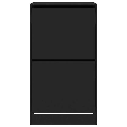 Scarpiera con 2 Cassetti Ribaltabili Nera 60x42x108 cm - homemem39