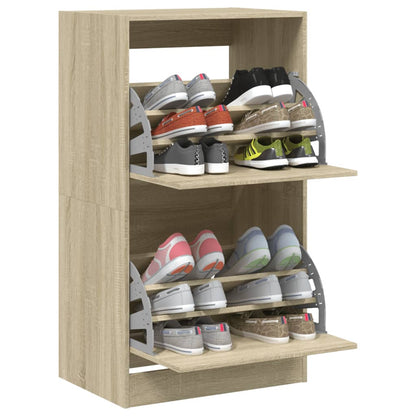 Scarpiera 2 Cassetti Ribaltabili Rovere Sonoma 60x42x108 cm