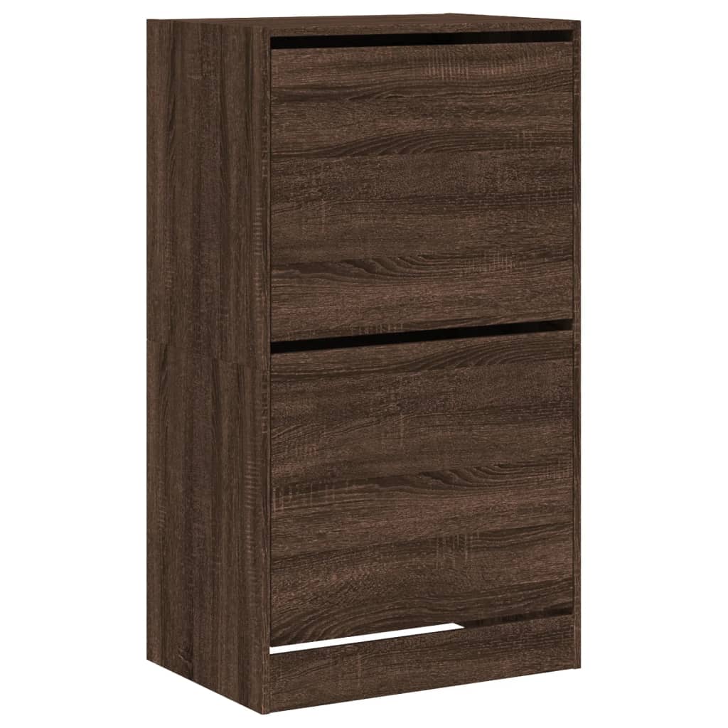 Scarpiera con 2 Cassetti Ribaltabili Rovere Marrone 60x42x108cm - homemem39