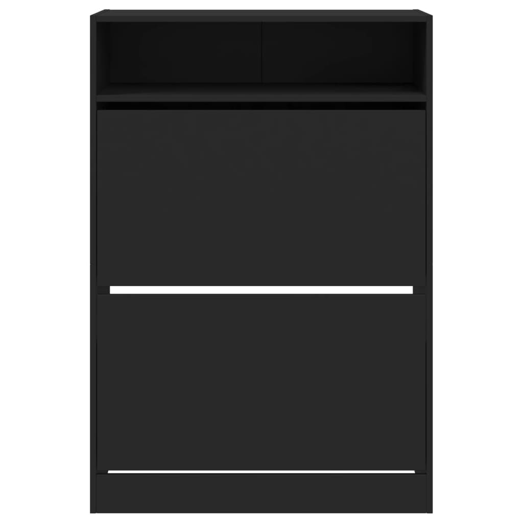 Scarpiera con 2 Cassetti Ribaltabili Nera 80x34x116 cm - homemem39