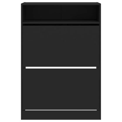 Scarpiera con 2 Cassetti Ribaltabili Nera 80x34x116 cm - homemem39