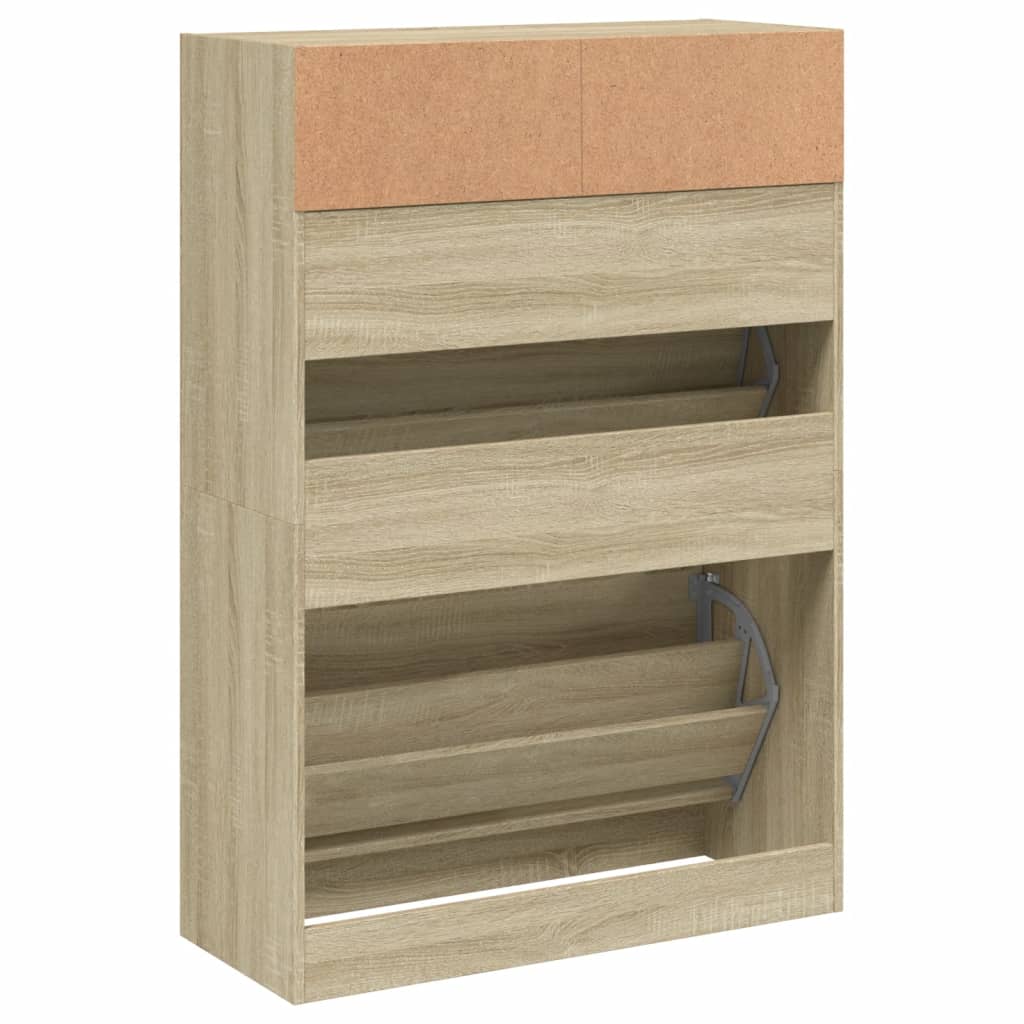 Scarpiera 2 Cassetti Ribaltabili Rovere Sonoma 80x34x116 cm - homemem39