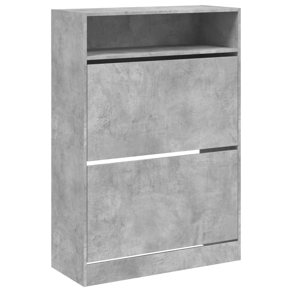 Scarpiera 2 Cassetti Ribaltabili Grigio Cemento 80x34x116 cm - homemem39