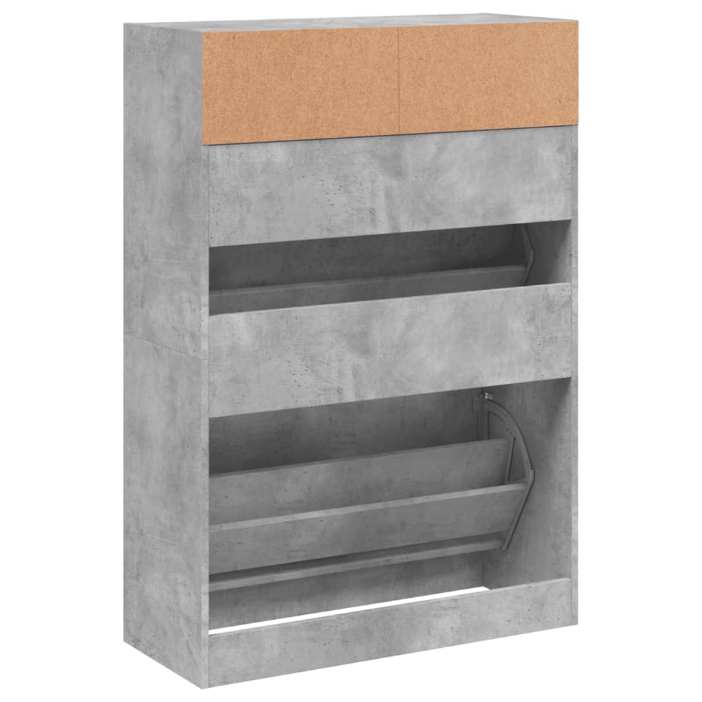 Scarpiera 2 Cassetti Ribaltabili Grigio Cemento 80x34x116 cm - homemem39