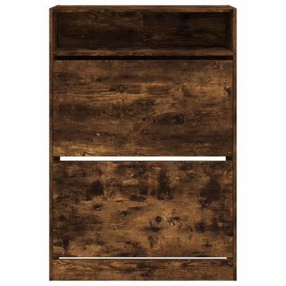 Scarpiera con 2 Cassetti Ribaltabili Rovere Fumo 80x34x116 cm - homemem39