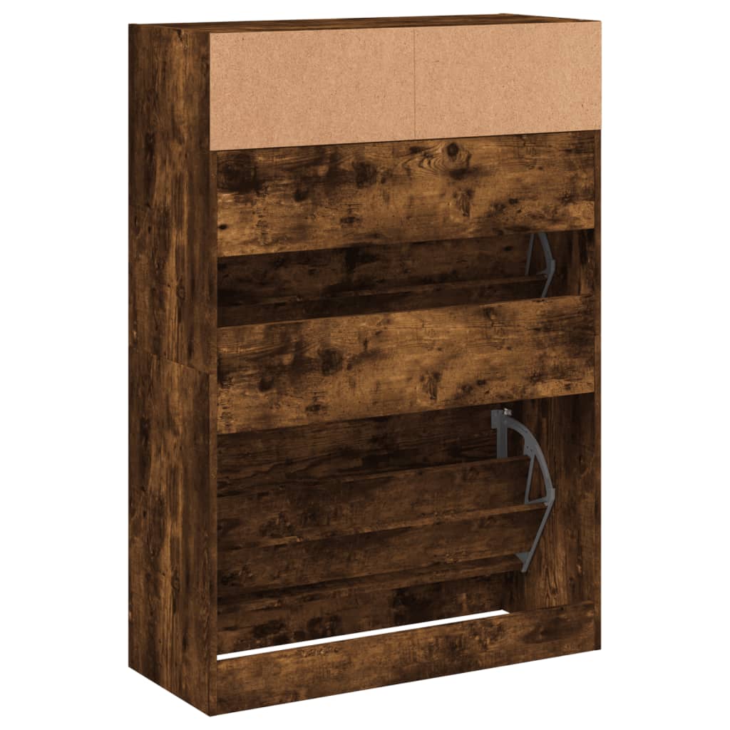 Scarpiera con 2 Cassetti Ribaltabili Rovere Fumo 80x34x116 cm - homemem39