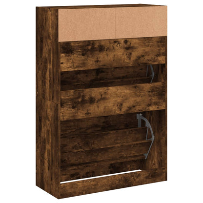 Scarpiera con 2 Cassetti Ribaltabili Rovere Fumo 80x34x116 cm - homemem39