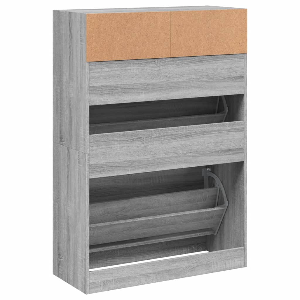 Scarpiera 2 Cassetti Ribaltabili Grigio Sonoma 80x34x116 cm - homemem39