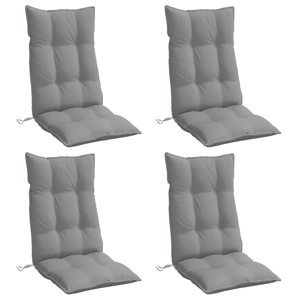 High Back Chair Cushions 4 pcs Gray Oxford Fabric