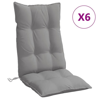 High Back Chair Cushions 6 pcs Gray Oxford Fabric