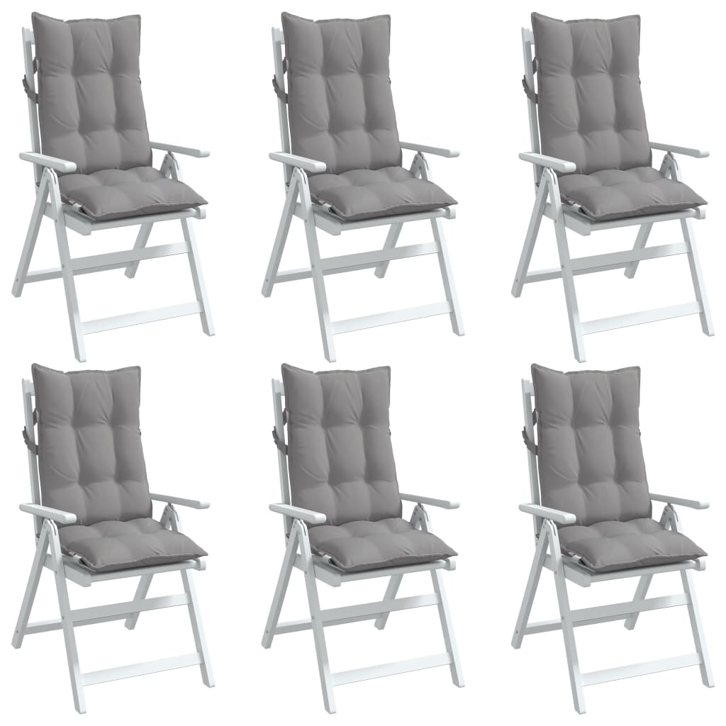 High Back Chair Cushions 6 pcs Gray Oxford Fabric