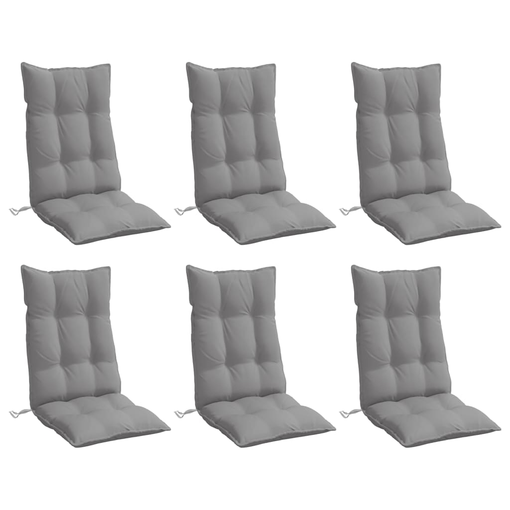 Cuscini per Sedia Schienale Alto 6 pz Grigio Tessuto Oxford