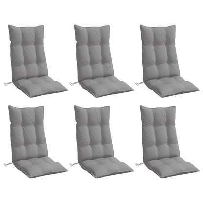 Cuscini per Sedia Schienale Alto 6 pz Grigio Tessuto Oxford